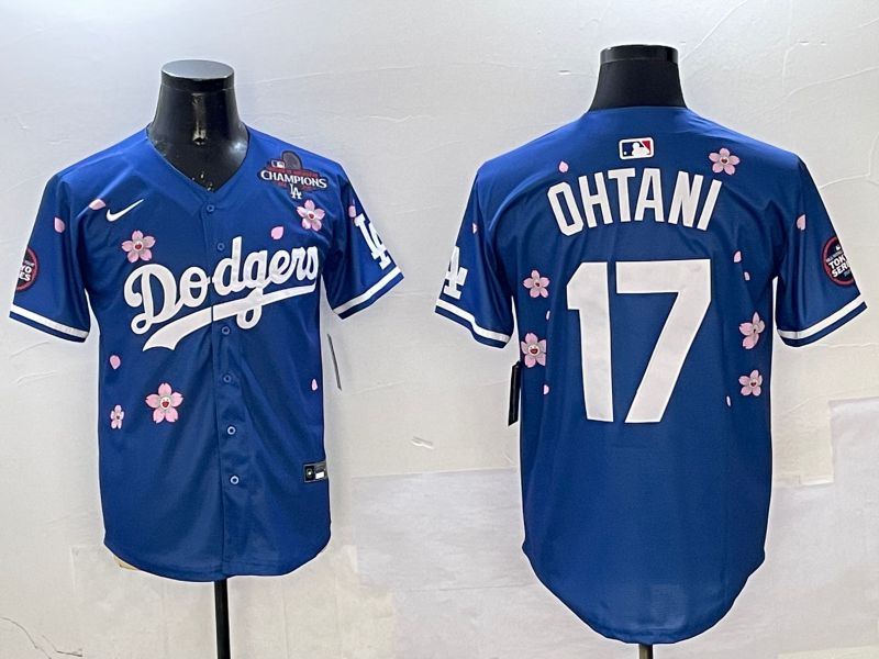 Men Los Angeles Dodgers #17 Ohtani Blue Sakura Edition 2025 Nike MLB Jersey style 7
